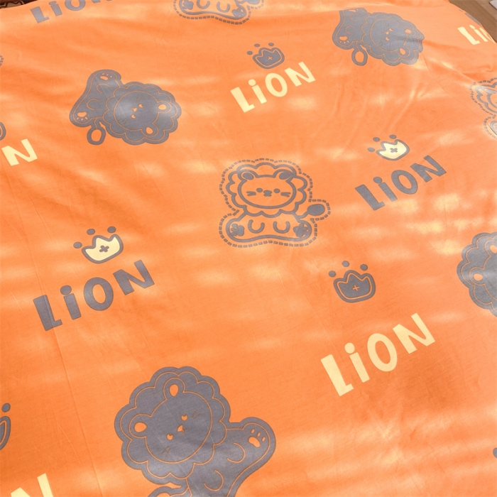 91家纺网 家纺一手货源 找家纺 多品家纺 2023新款12868全棉印花四件套系列第二批 狮子王—黄