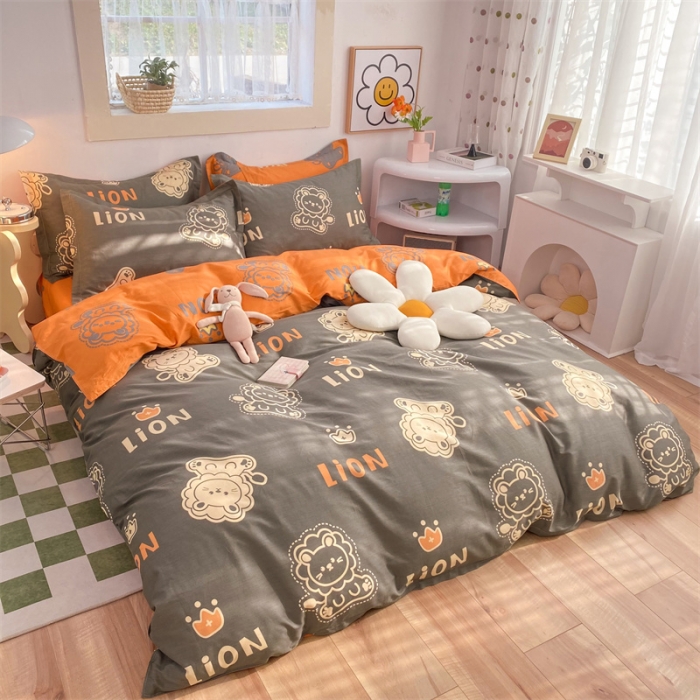 91家纺网 家纺一手货源 找家纺 多品家纺 2023新款12868全棉印花四件套系列第二批 狮子王—咖