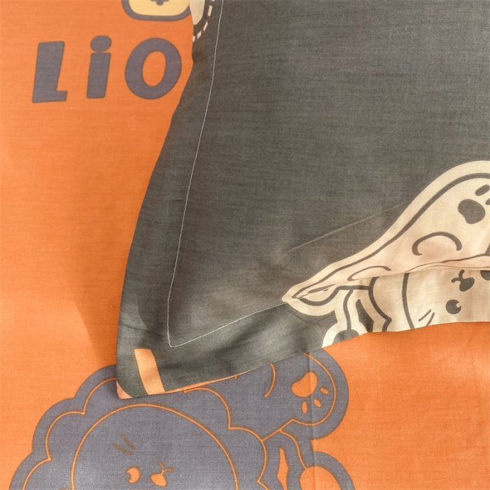 91家纺网 家纺一手货源 找家纺 多品家纺 2023新款12868全棉印花四件套系列第二批 狮子王—咖