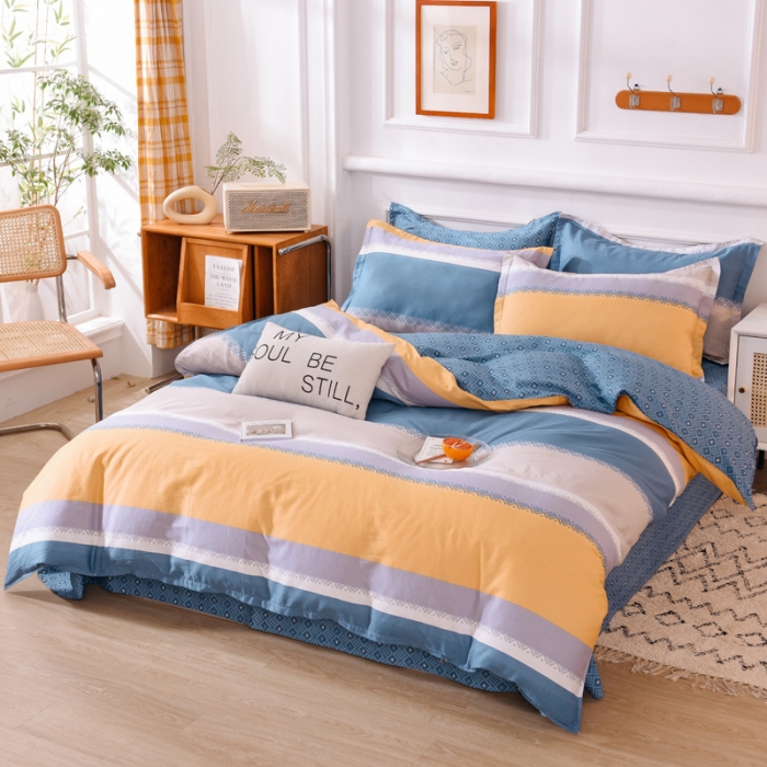 91家纺网 家纺一手货源 找家纺 多品家纺 2023新款12868全棉印花四件套系列第二批 时光隧道-蓝