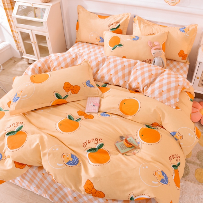 91家纺网 家纺一手货源 找家纺 多品家纺 2023新款12868全棉印花四件套系列第二批 甜橙