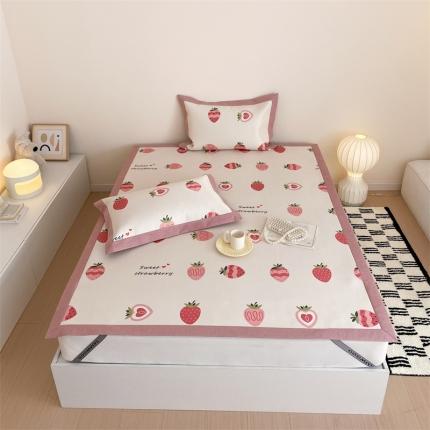 91家纺网 家纺一手货源 找家纺 总三味舒屋 2025新款凉感抗菌防螨卡通印花冰丝养生席-床席款