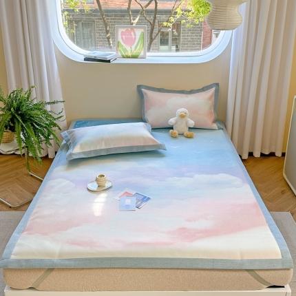 91家纺网 家纺一手货源 找家纺 时年 2023新款水洗冰丝凉席 梦幻