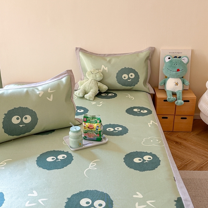 91家纺网 家纺一手货源 找家纺 时年 2023新款水洗冰丝凉席 黑煤球