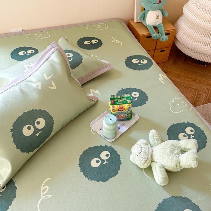 91家纺网 家纺一手货源 找家纺 时年 2023新款水洗冰丝凉席 黑煤球