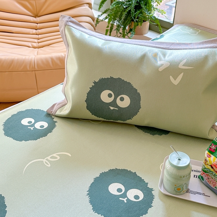 91家纺网 家纺一手货源 找家纺 时年 2023新款水洗冰丝凉席 黑煤球