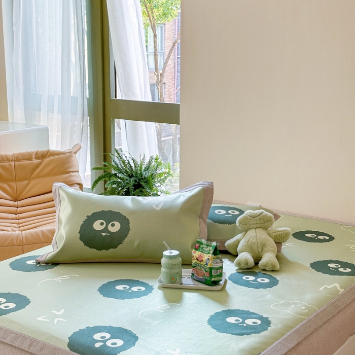 91家纺网 家纺一手货源 找家纺 时年 2023新款水洗冰丝凉席 黑煤球