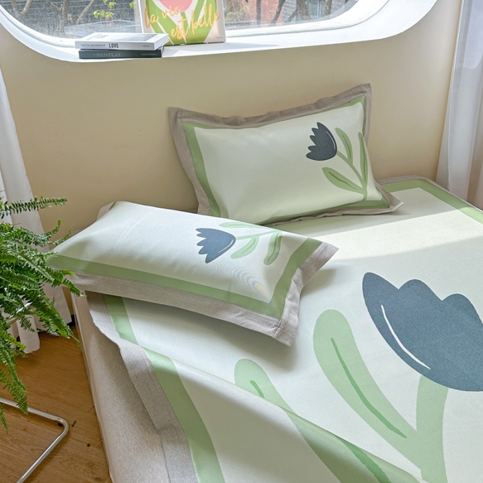 91家纺网 家纺一手货源 找家纺 时年 2023新款水洗冰丝凉席 花朵