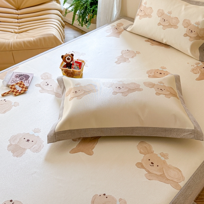 91家纺网 家纺一手货源 找家纺 时年 2023新款水洗冰丝凉席 可爱狗狗