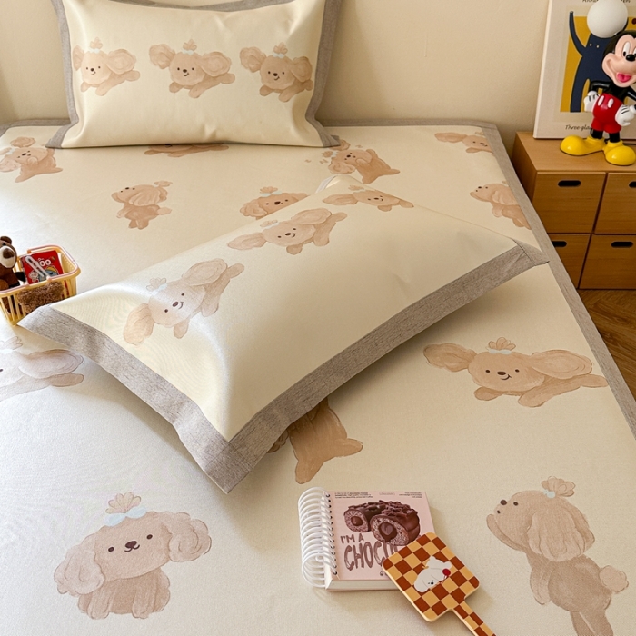 91家纺网 家纺一手货源 找家纺 时年 2023新款水洗冰丝凉席 可爱狗狗