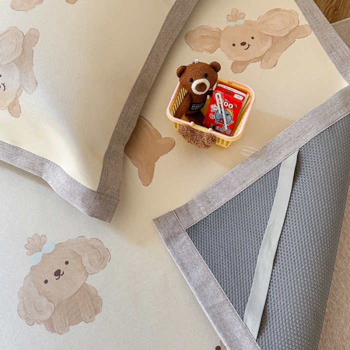 91家纺网 家纺一手货源 找家纺 时年 2023新款水洗冰丝凉席 可爱狗狗