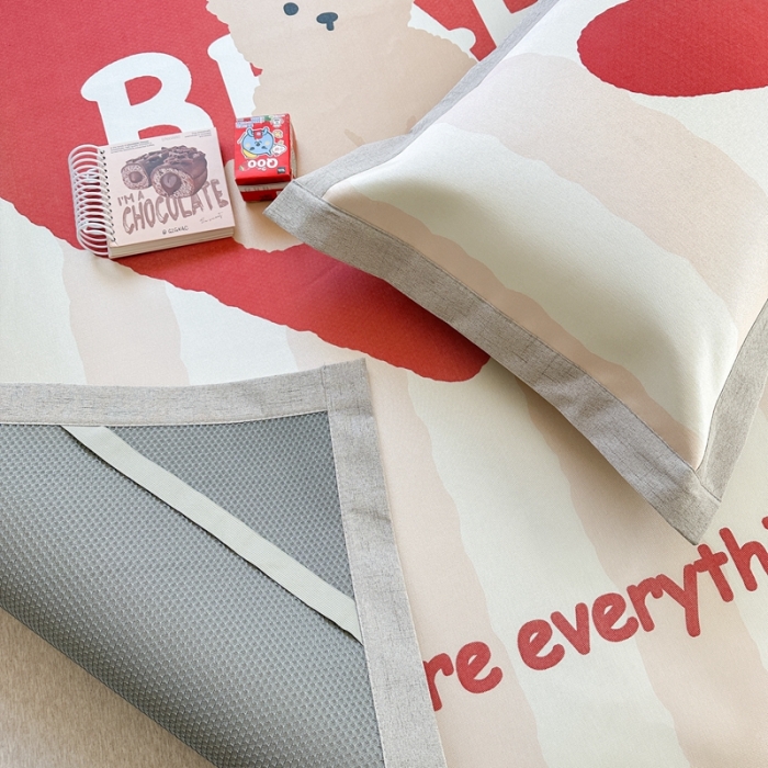 91家纺网 家纺一手货源 找家纺 时年 2023新款水洗冰丝凉席 可爱熊