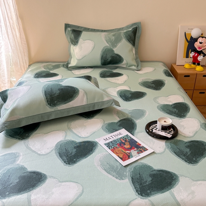 91家纺网 家纺一手货源 找家纺 时年 2023新款水洗冰丝凉席 律动-绿