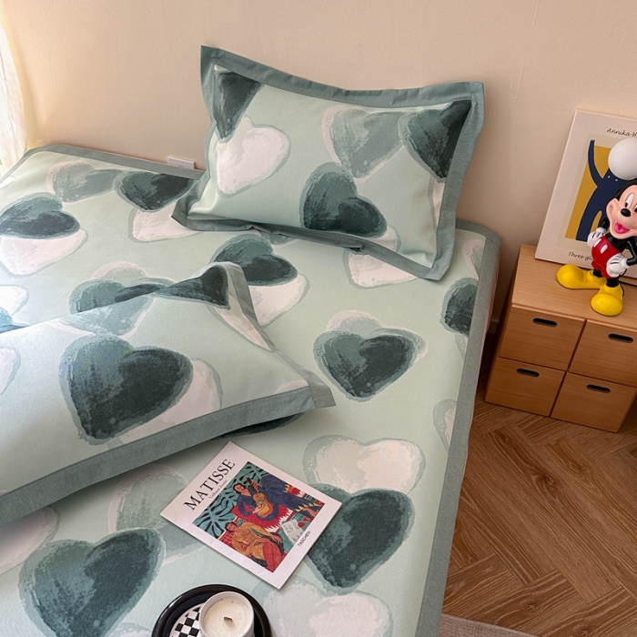 91家纺网 家纺一手货源 找家纺 时年 2023新款水洗冰丝凉席 律动-绿