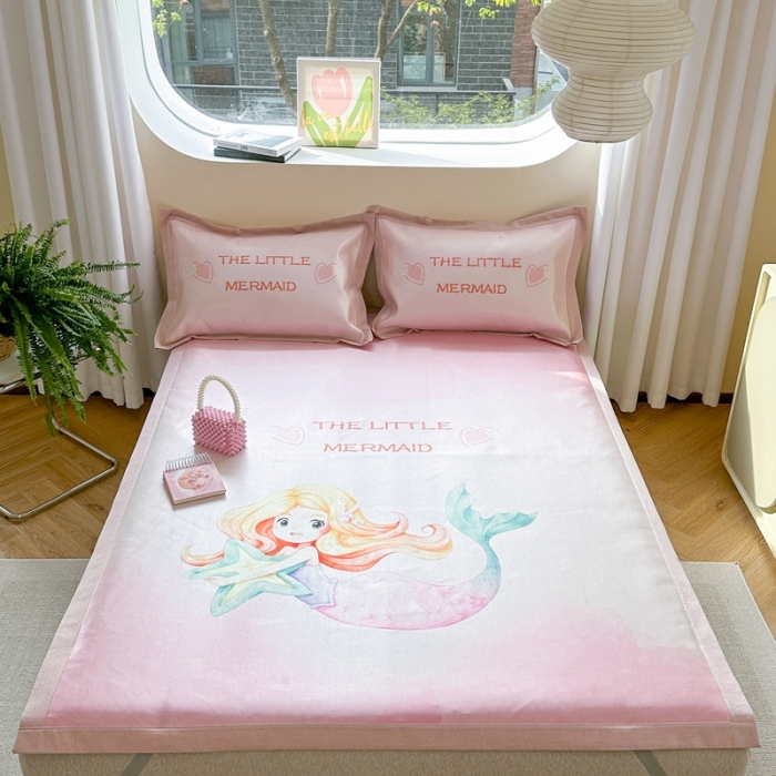 91家纺网 家纺一手货源 找家纺 时年 2023新款水洗冰丝凉席 美人鱼