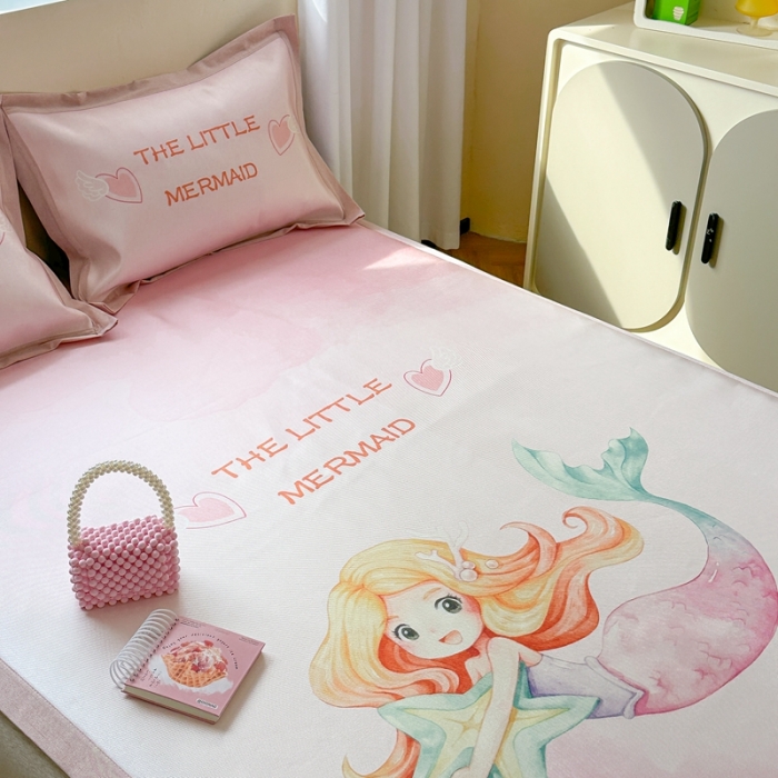 91家纺网 家纺一手货源 找家纺 时年 2023新款水洗冰丝凉席 美人鱼