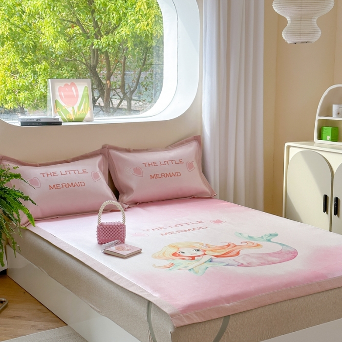 91家纺网 家纺一手货源 找家纺 时年 2023新款水洗冰丝凉席 美人鱼