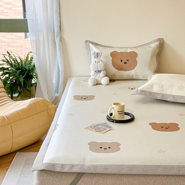 91家纺网 家纺一手货源 找家纺 时年 2023新款水洗冰丝凉席 萌宠