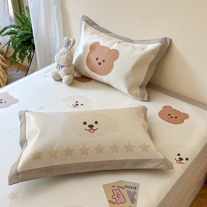 91家纺网 家纺一手货源 找家纺 时年 2023新款水洗冰丝凉席 萌宠