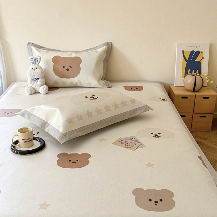 91家纺网 家纺一手货源 找家纺 时年 2023新款水洗冰丝凉席 萌宠