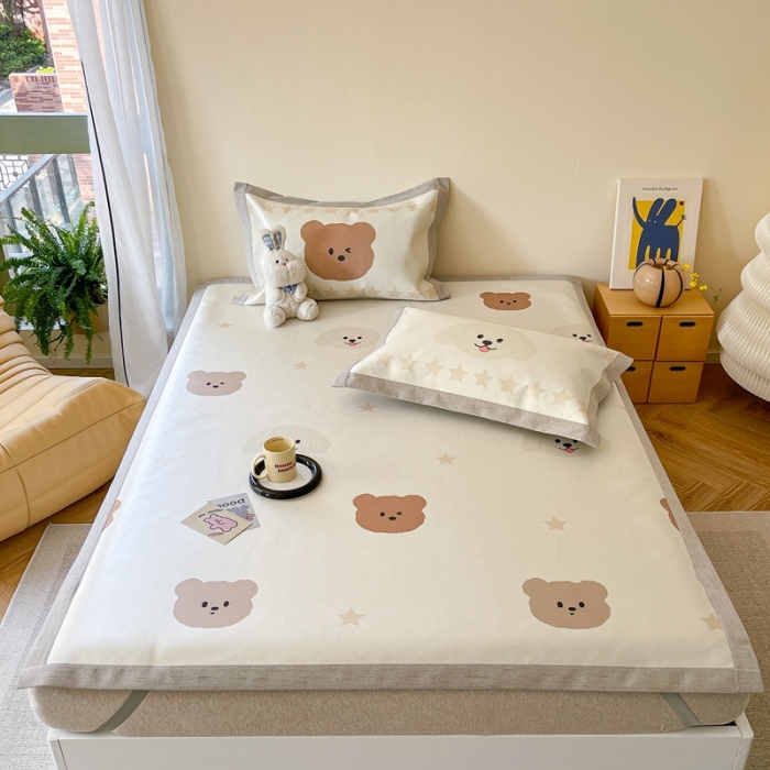 91家纺网 家纺一手货源 找家纺 时年 2023新款水洗冰丝凉席 萌宠