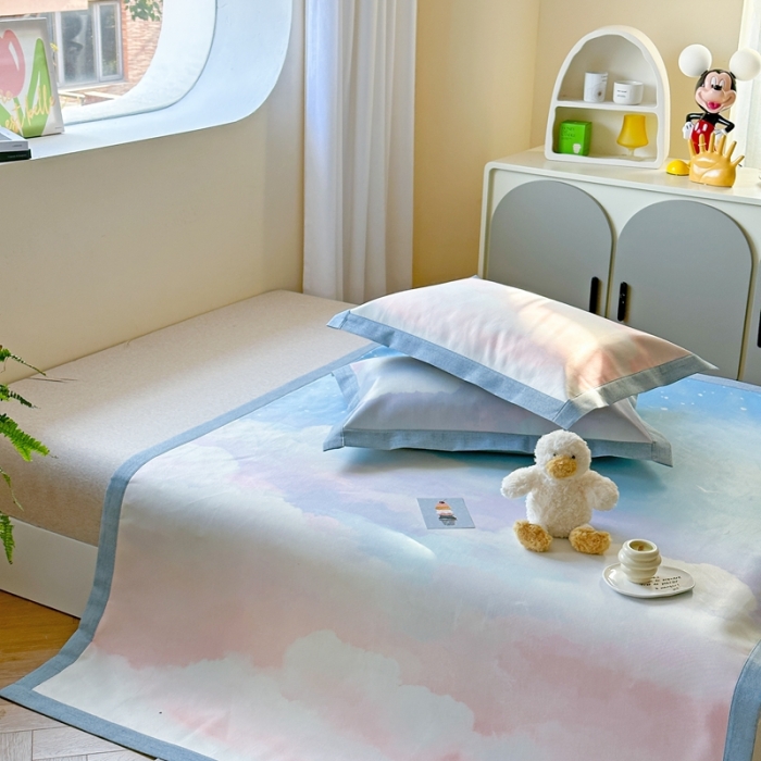 91家纺网 家纺一手货源 找家纺 时年 2023新款水洗冰丝凉席 梦幻