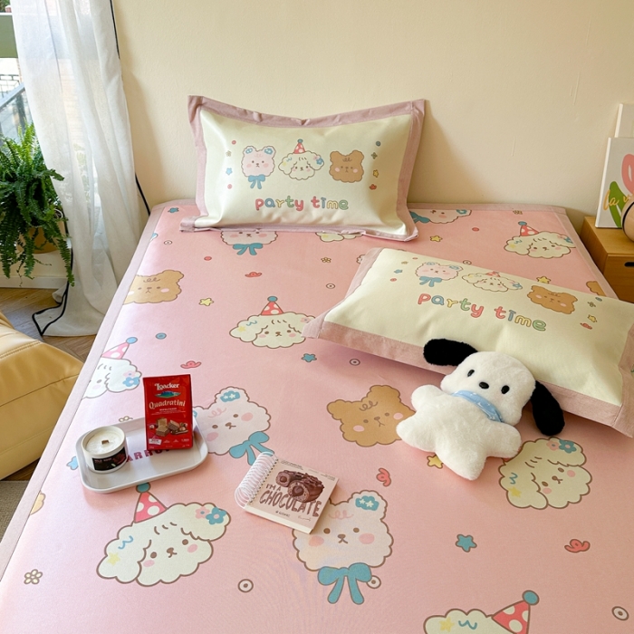 91家纺网 家纺一手货源 找家纺 时年 2023新款水洗冰丝凉席 派对