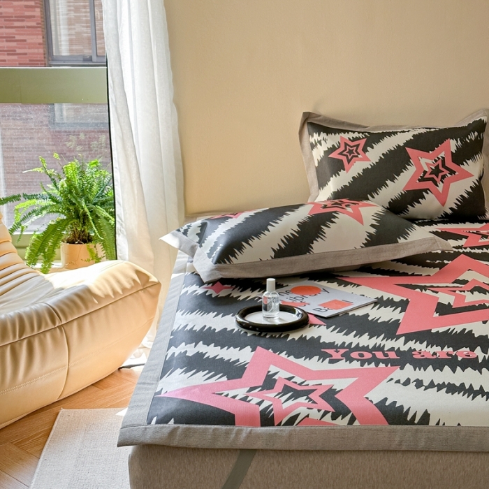 91家纺网 家纺一手货源 找家纺 时年 2023新款水洗冰丝凉席 千禧