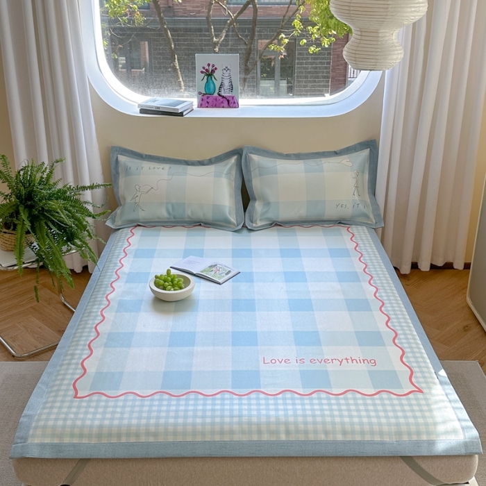 91家纺网 家纺一手货源 找家纺 时年 2023新款水洗冰丝凉席 甜蜜