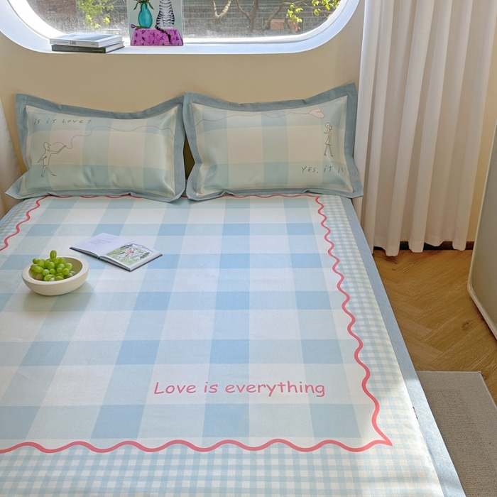 91家纺网 家纺一手货源 找家纺 时年 2023新款水洗冰丝凉席 甜蜜