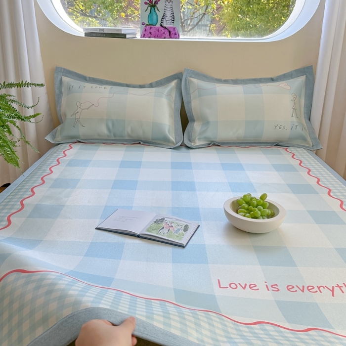 91家纺网 家纺一手货源 找家纺 时年 2023新款水洗冰丝凉席 甜蜜