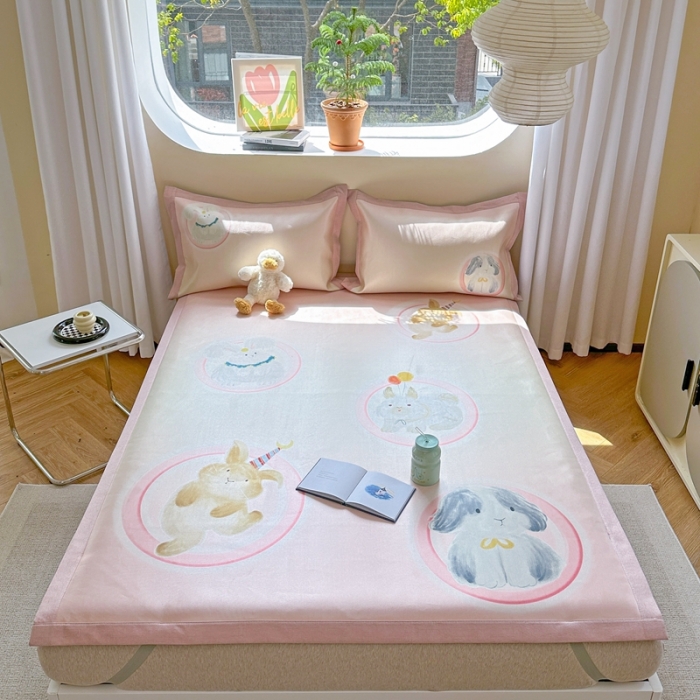 91家纺网 家纺一手货源 找家纺 时年 2023新款水洗冰丝凉席 小可爱