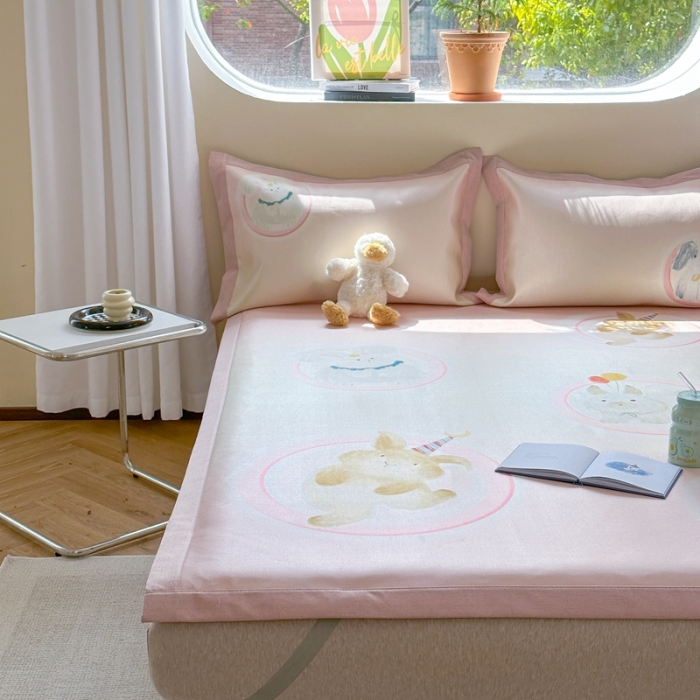 91家纺网 家纺一手货源 找家纺 时年 2023新款水洗冰丝凉席 小可爱