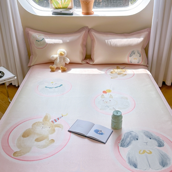 91家纺网 家纺一手货源 找家纺 时年 2023新款水洗冰丝凉席 小可爱