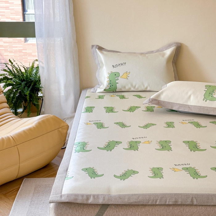 91家纺网 家纺一手货源 找家纺 时年 2023新款水洗冰丝凉席 小恐龙