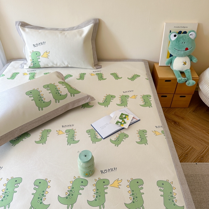 91家纺网 家纺一手货源 找家纺 时年 2023新款水洗冰丝凉席 小恐龙