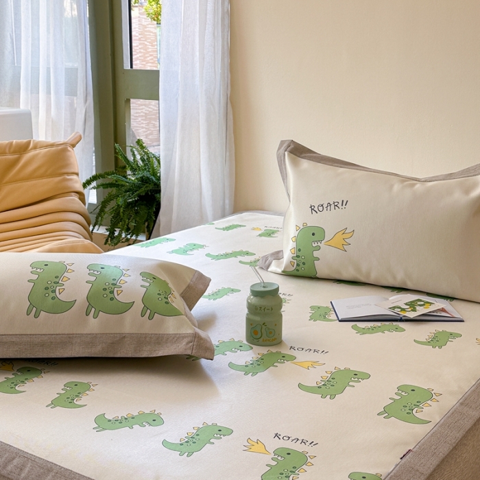 91家纺网 家纺一手货源 找家纺 时年 2023新款水洗冰丝凉席 小恐龙