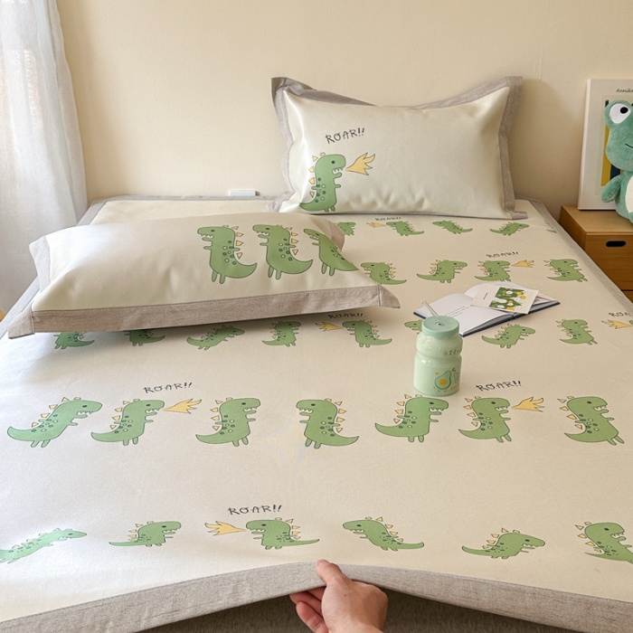 91家纺网 家纺一手货源 找家纺 时年 2023新款水洗冰丝凉席 小恐龙