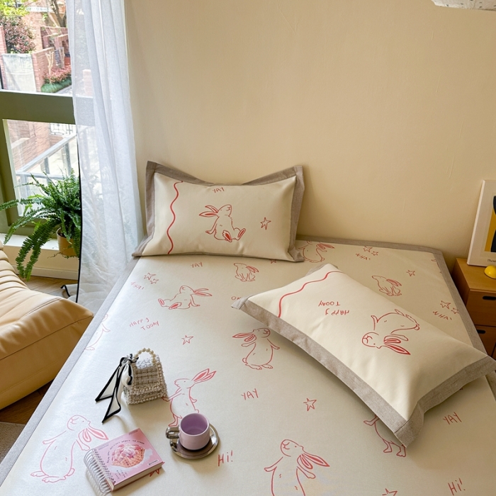 91家纺网 家纺一手货源 找家纺 时年 2023新款水洗冰丝凉席 星空小兔