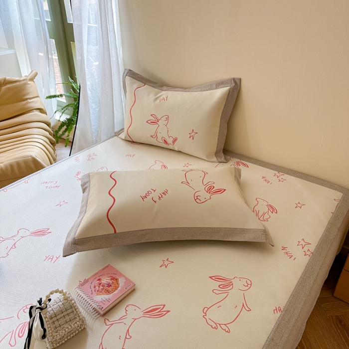 91家纺网 家纺一手货源 找家纺 时年 2023新款水洗冰丝凉席 星空小兔