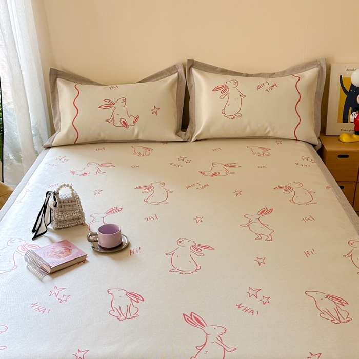 91家纺网 家纺一手货源 找家纺 时年 2023新款水洗冰丝凉席 星空小兔