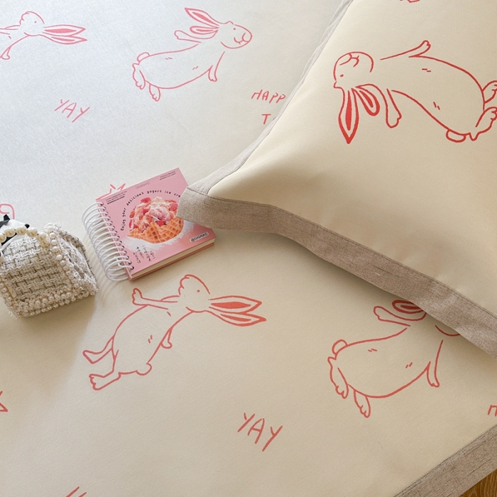 91家纺网 家纺一手货源 找家纺 时年 2023新款水洗冰丝凉席 星空小兔