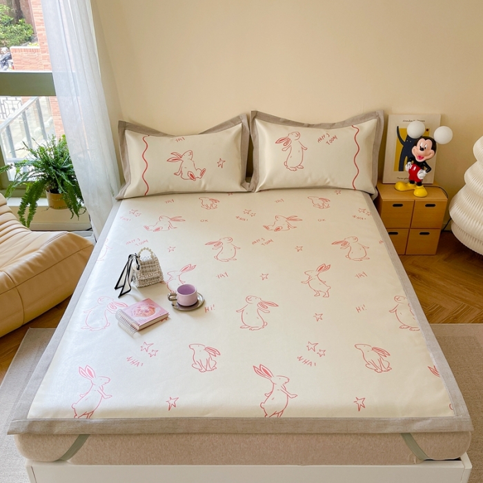 91家纺网 家纺一手货源 找家纺 时年 2023新款水洗冰丝凉席 星空小兔