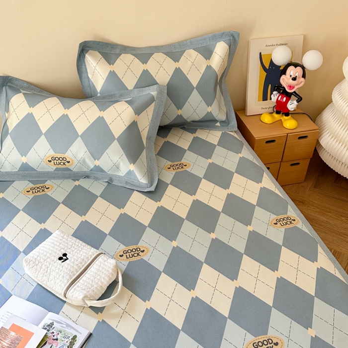 91家纺网 家纺一手货源 找家纺 时年 2023新款水洗冰丝凉席 幸运-蓝