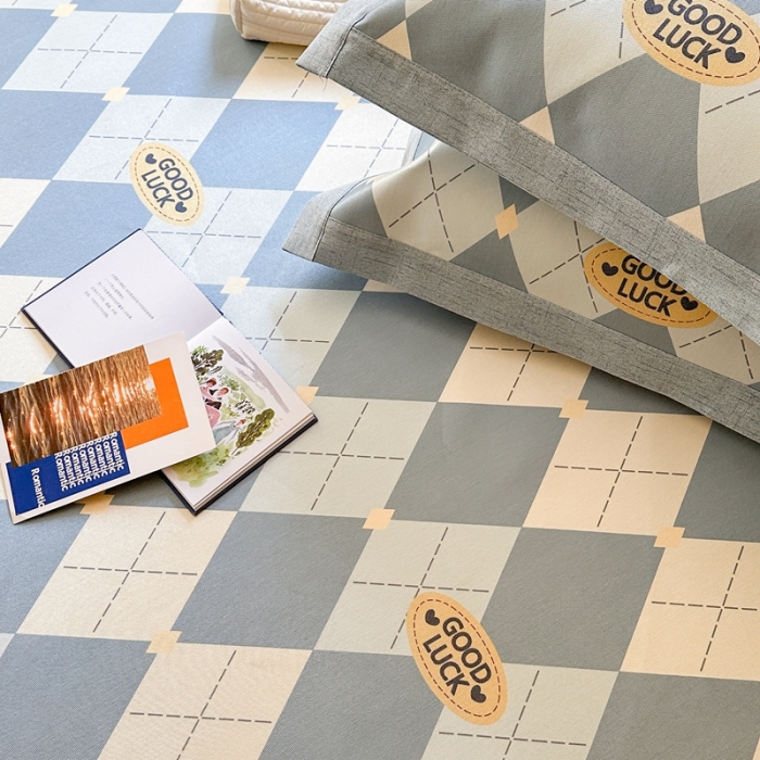 91家纺网 家纺一手货源 找家纺 时年 2023新款水洗冰丝凉席 幸运-蓝