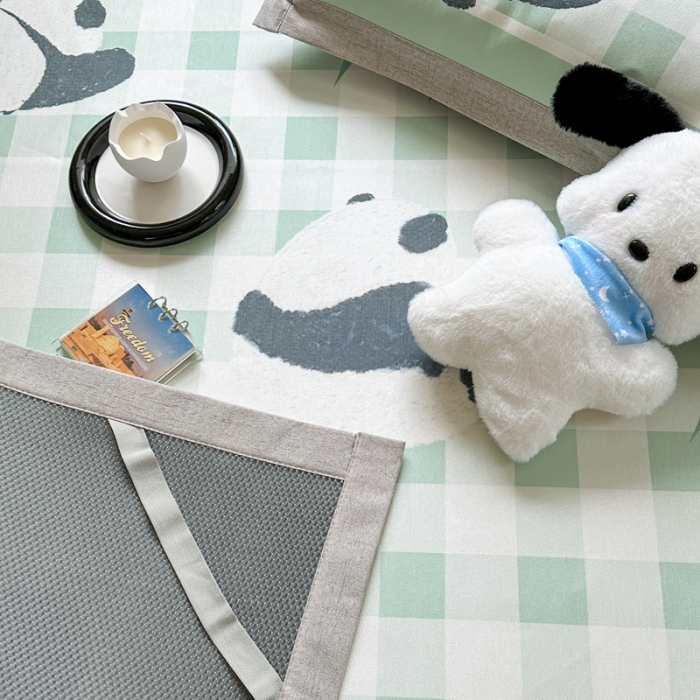 91家纺网 家纺一手货源 找家纺 时年 2023新款水洗冰丝凉席 熊猫仔仔