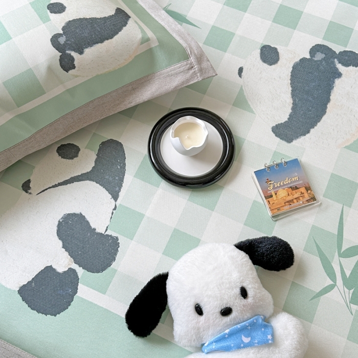 91家纺网 家纺一手货源 找家纺 时年 2023新款水洗冰丝凉席 熊猫仔仔