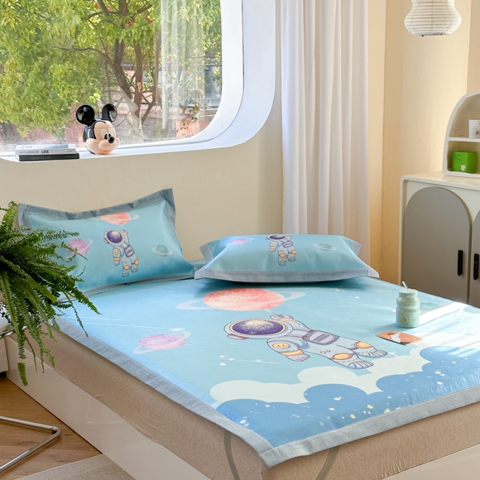 91家纺网 家纺一手货源 找家纺 时年 2023新款水洗冰丝凉席 宇宙流星