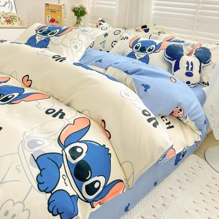 91家纺网 家纺一手货源 找家纺 KT猫直营店 2024新款迪士尼正版授权植物羊绒四件套 史迪仔迪士尼