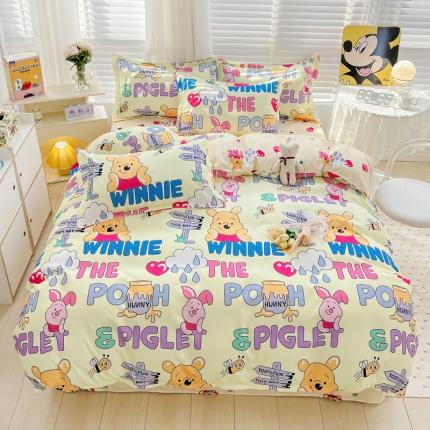 91家纺网 家纺一手货源 找家纺 KT猫直营店 2024新款迪士尼正版授权植物羊绒四件套 维尼小熊-迪士尼